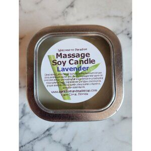 Welcome to Paradise Massage Candle Lavender Soy Wax, Coconut Oil, Essential Oils